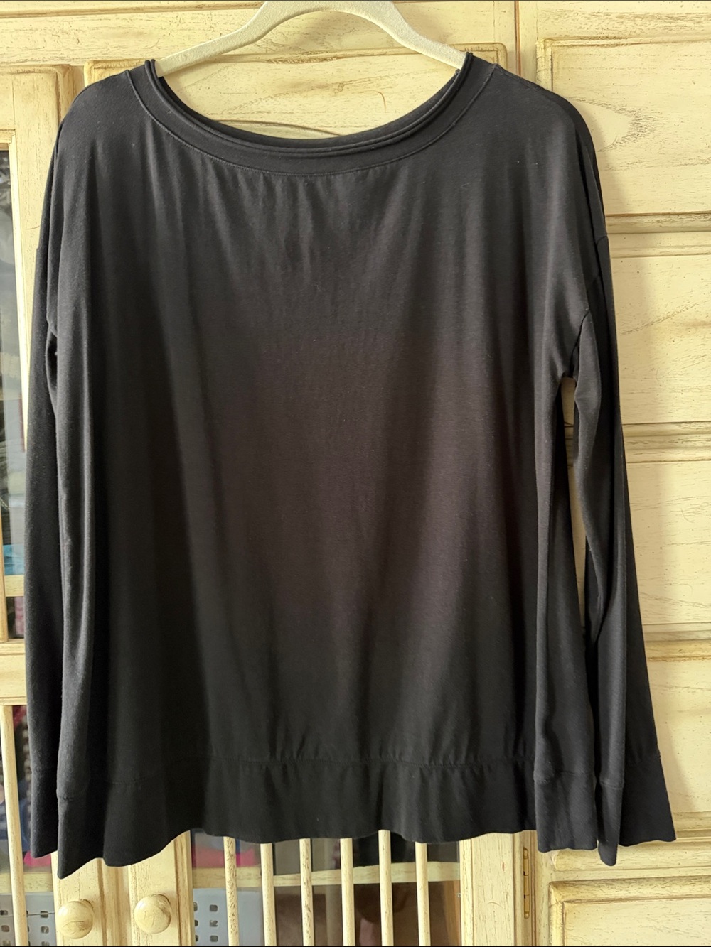 Talbots Black Long-Sleeve Crewneck Top